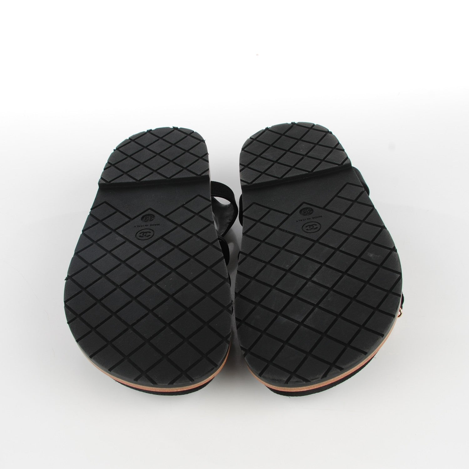 Chanel Satin Lambskin Chain Flat Sandals 39 Black 6 of 8
