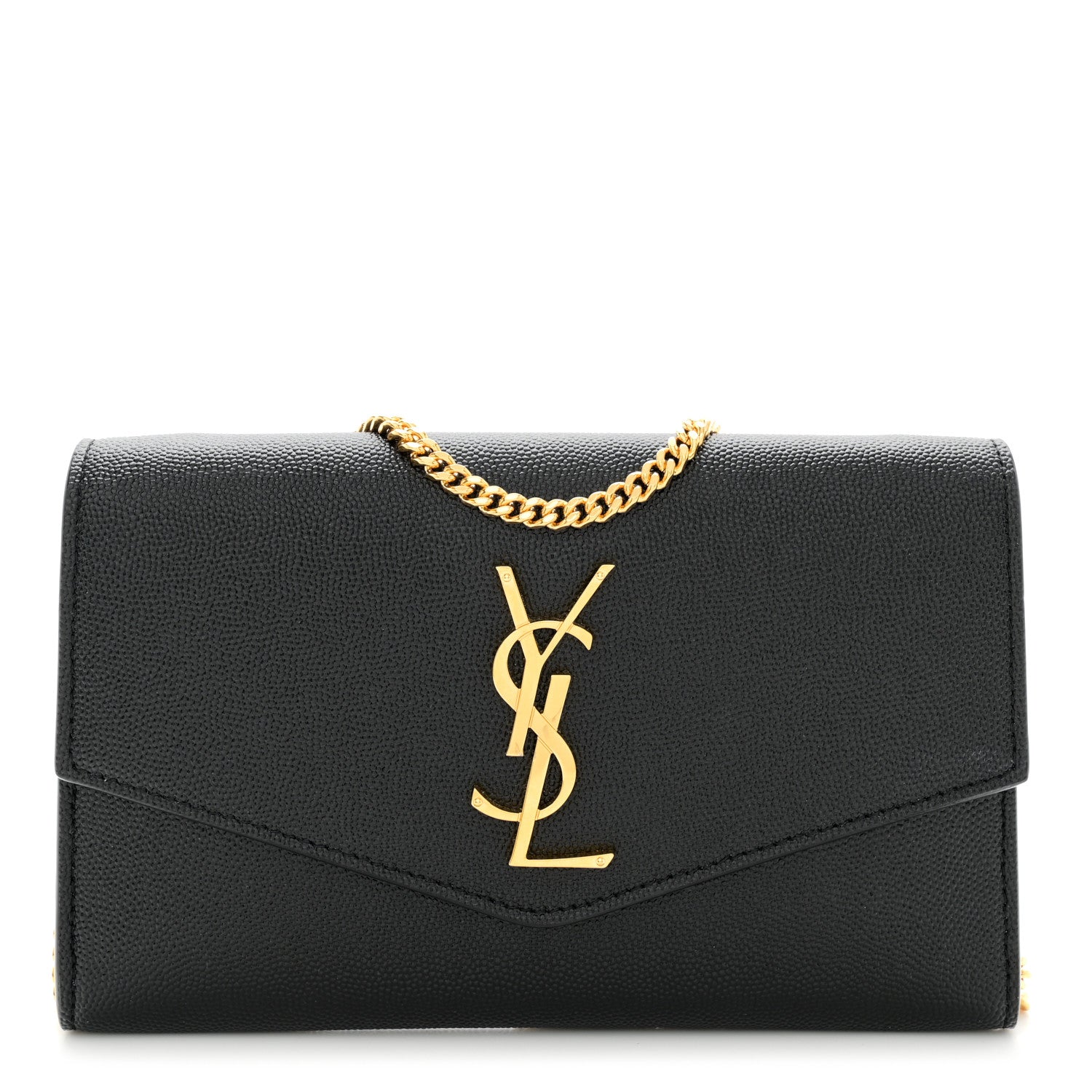 Saint Laurent Grain de Poudre Uptown Chain Wallet Black 1 of 11