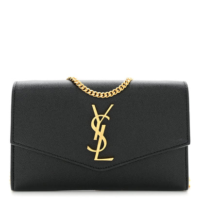 Saint Laurent Grain de Poudre Uptown Chain Wallet Black 1 of 11