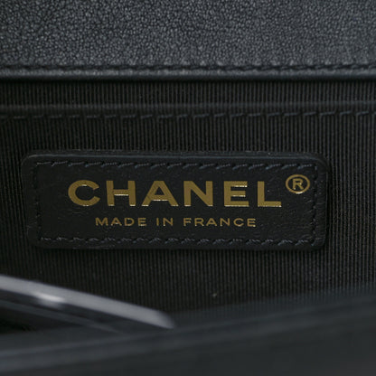 Chanel Calfskin Medium Boy Logo Top Handle Flap Black 6 of 10