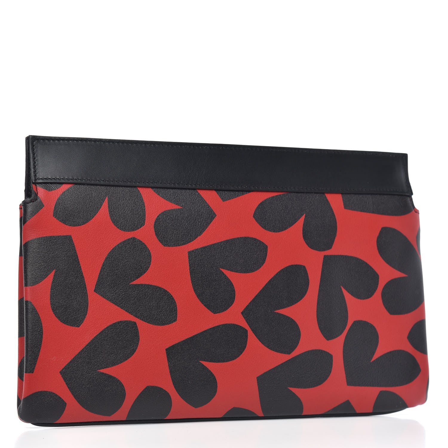 Saint Laurent Nappa Big Hearts Clutch Black Red 3 of 7