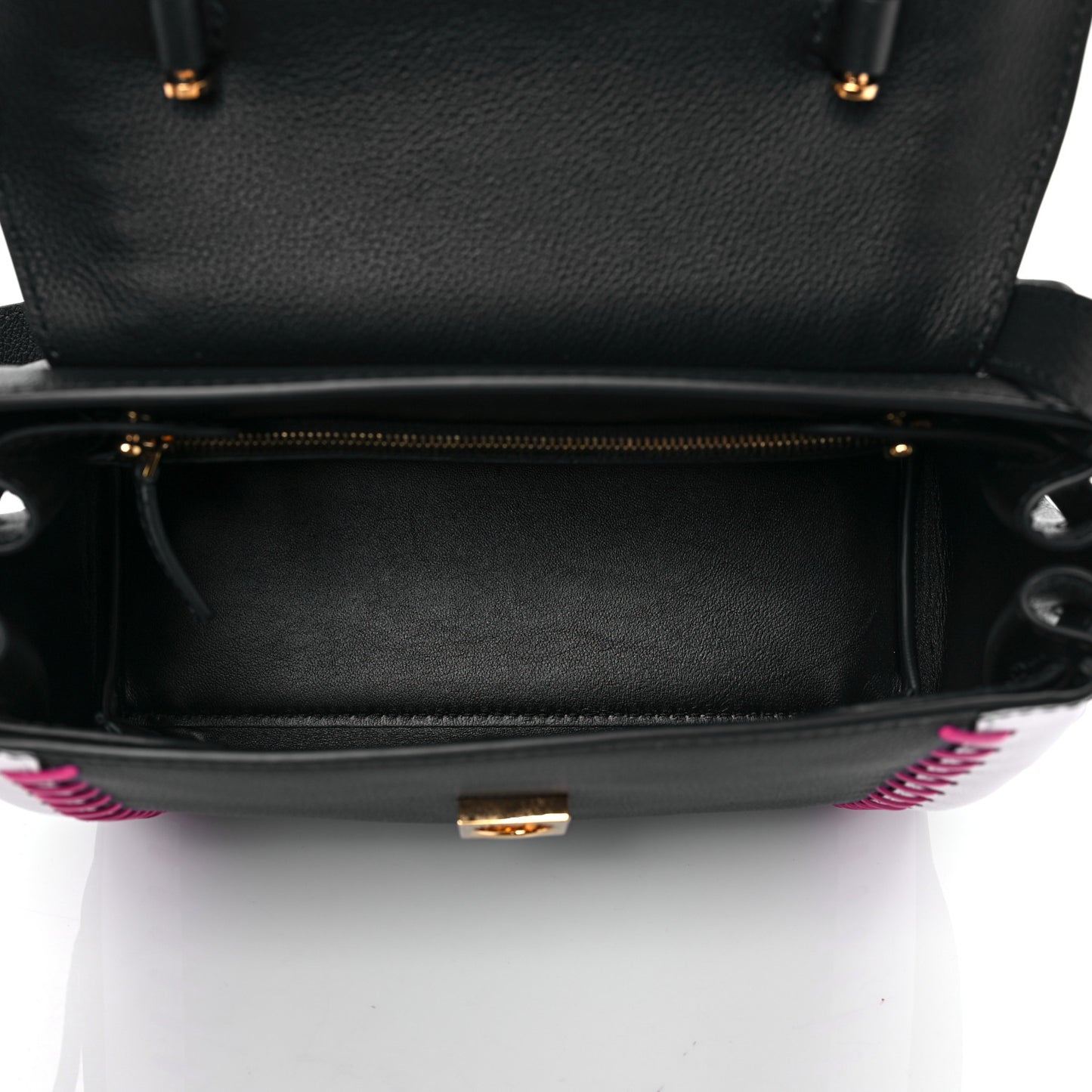 Calfskin Medusa Whipstitch Medium La Medusa Top Handle Handbag Black White
