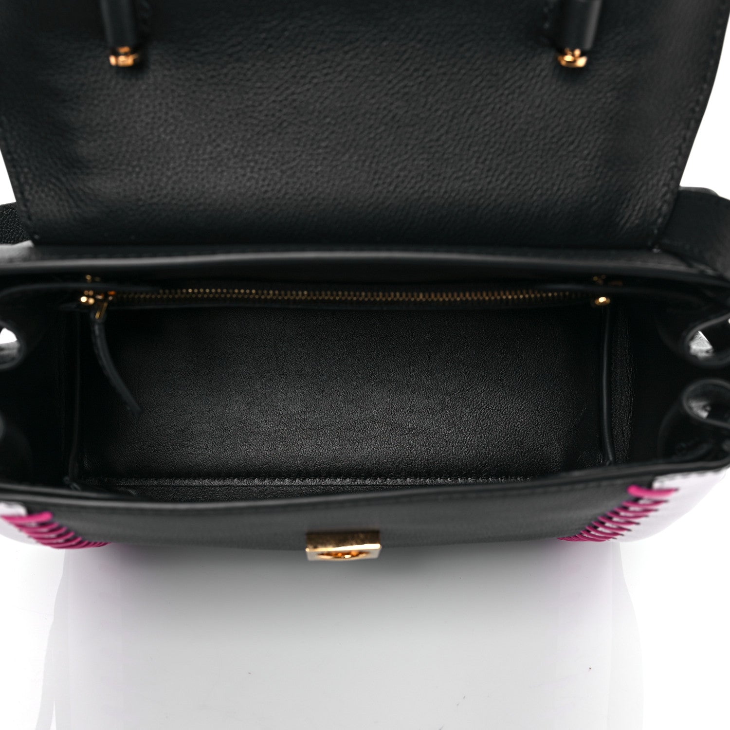 Versace Calfskin Medusa Whipstitch Medium La Medusa Top Handle Handbag Black White 5 of 7