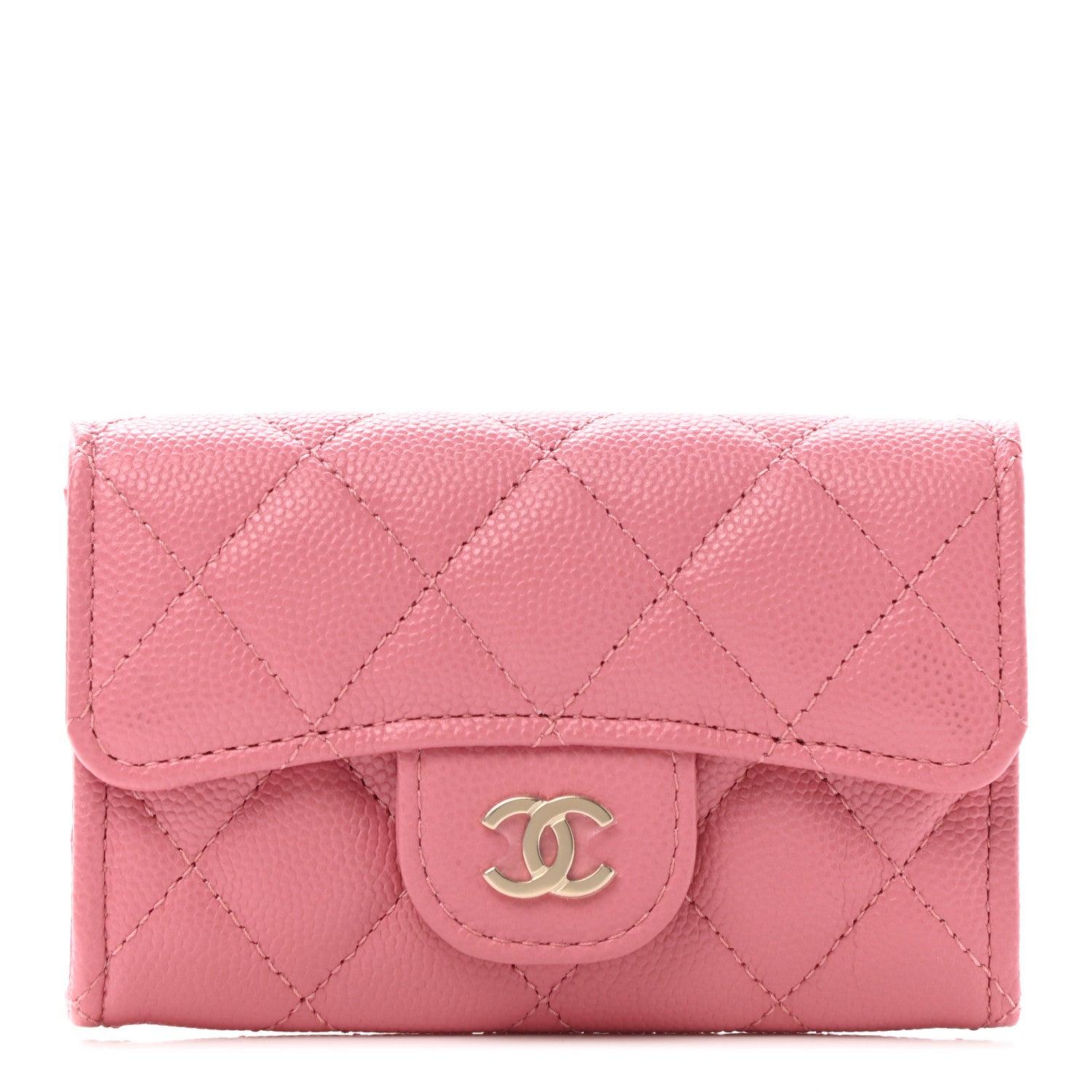 Chanel Caviar Quilted Flap Card Holder Wallet Pink 1 of 8