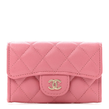 Chanel Caviar Quilted Flap Card Holder Wallet Pink 1 of 8