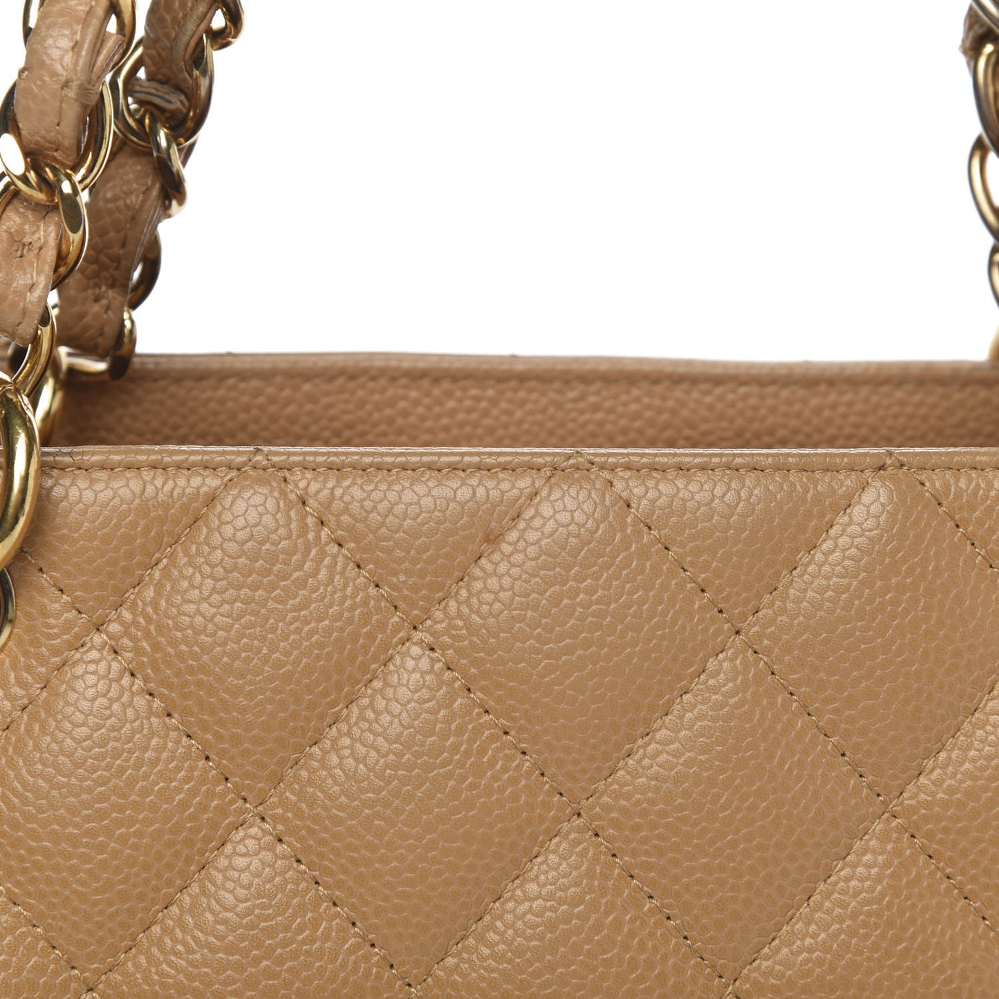 Caviar Quilted Petit Shopping Tote PST Dark Beige