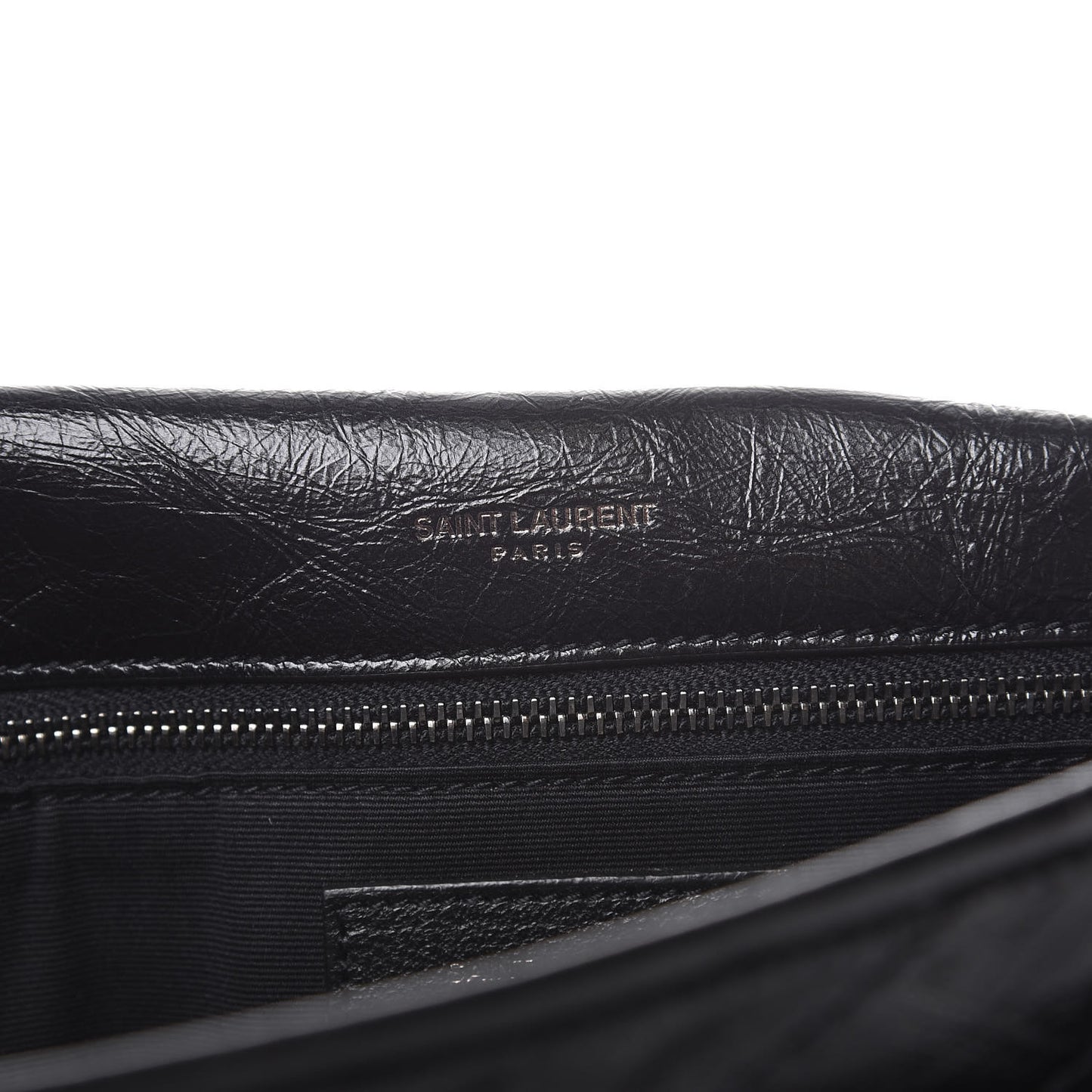 Crinkled Calfskin Matelasse Monogram Large Niki Chain Satchel Black