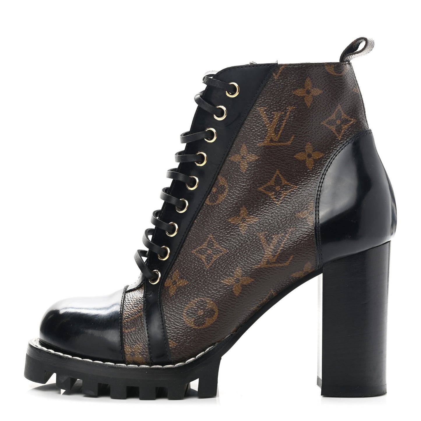 Patent Calfskin Monogram Star Trail Ankle Boots 38.5 Black