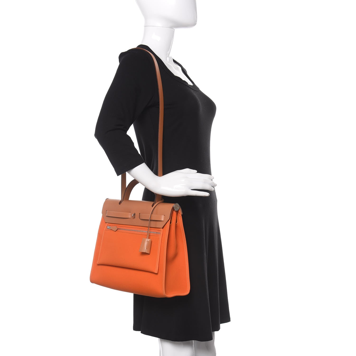 Hermes Vache Hunter Toile Herbag Zip 31 PM Orange 3 of 8