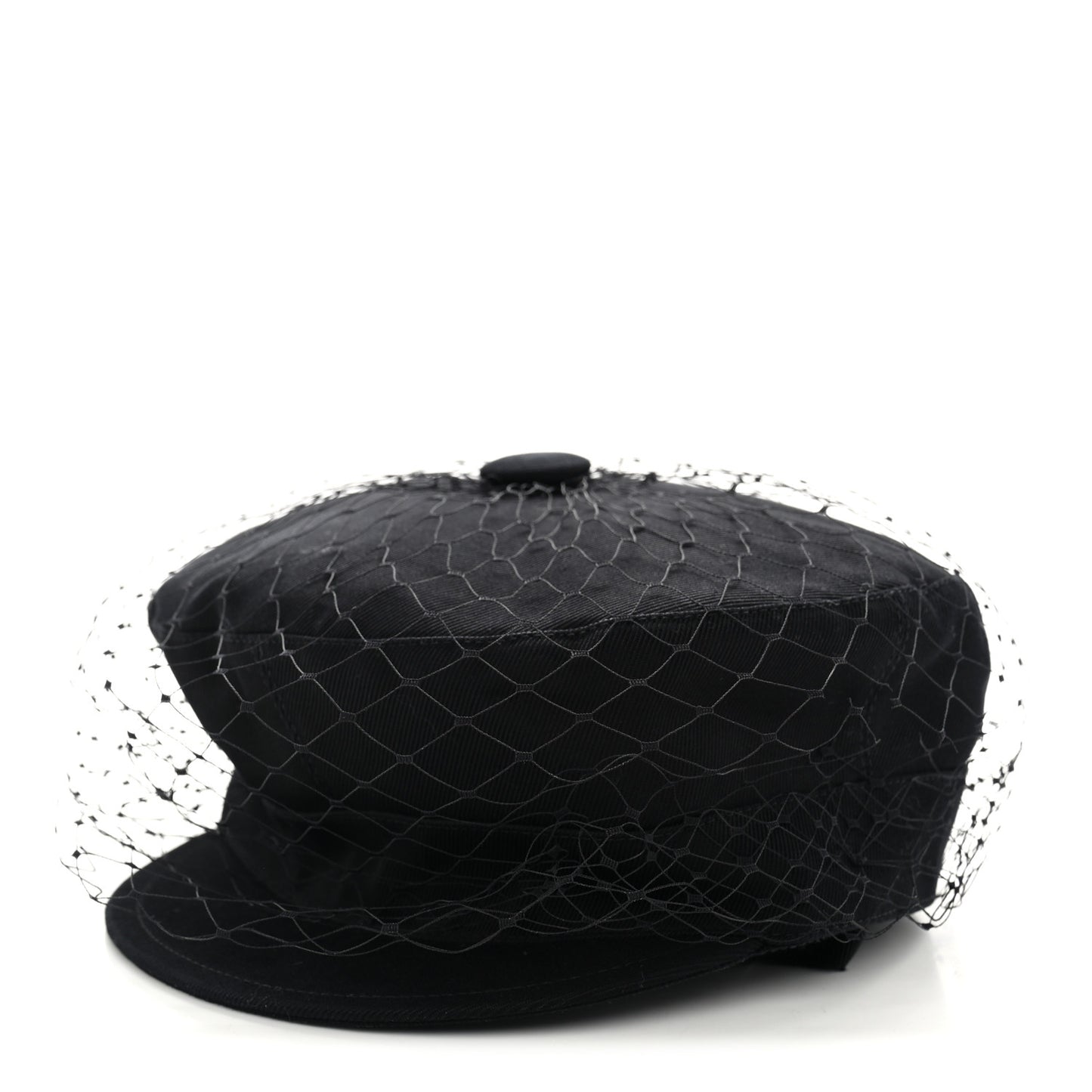 Cotton Canvas Arty Beret Cap with Veil 57 Black