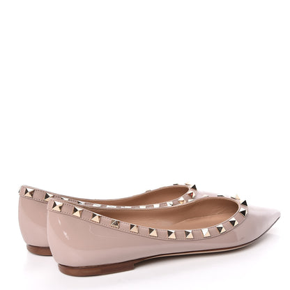 Valentino Garavani Patent Rockstud Ballerina Flats 37.5 Poudre 4 of 7