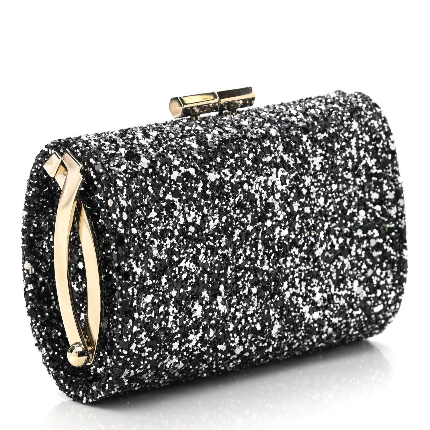 Jimmy Choo Glitter Fabric Mini Tube Black Silver 3 of 6