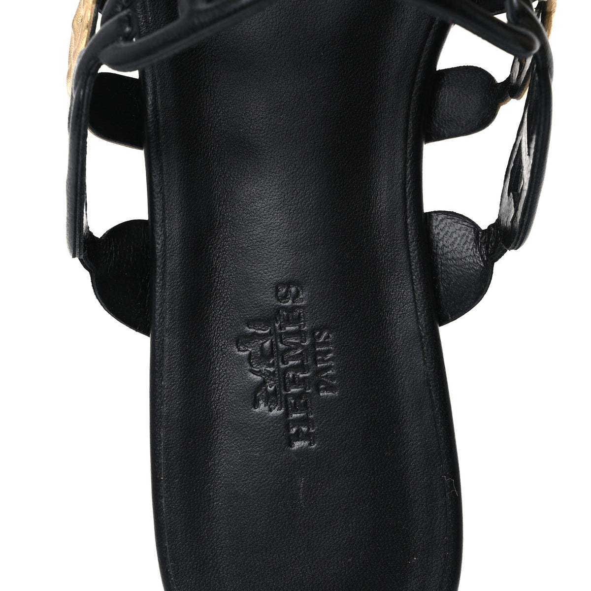 Hermes Nappa Thalassa Sandals 37 Black Doré 7 of 9