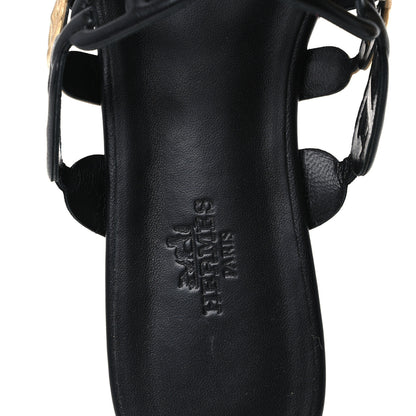 Hermes Nappa Thalassa Sandals 37 Black Doré 7 of 9