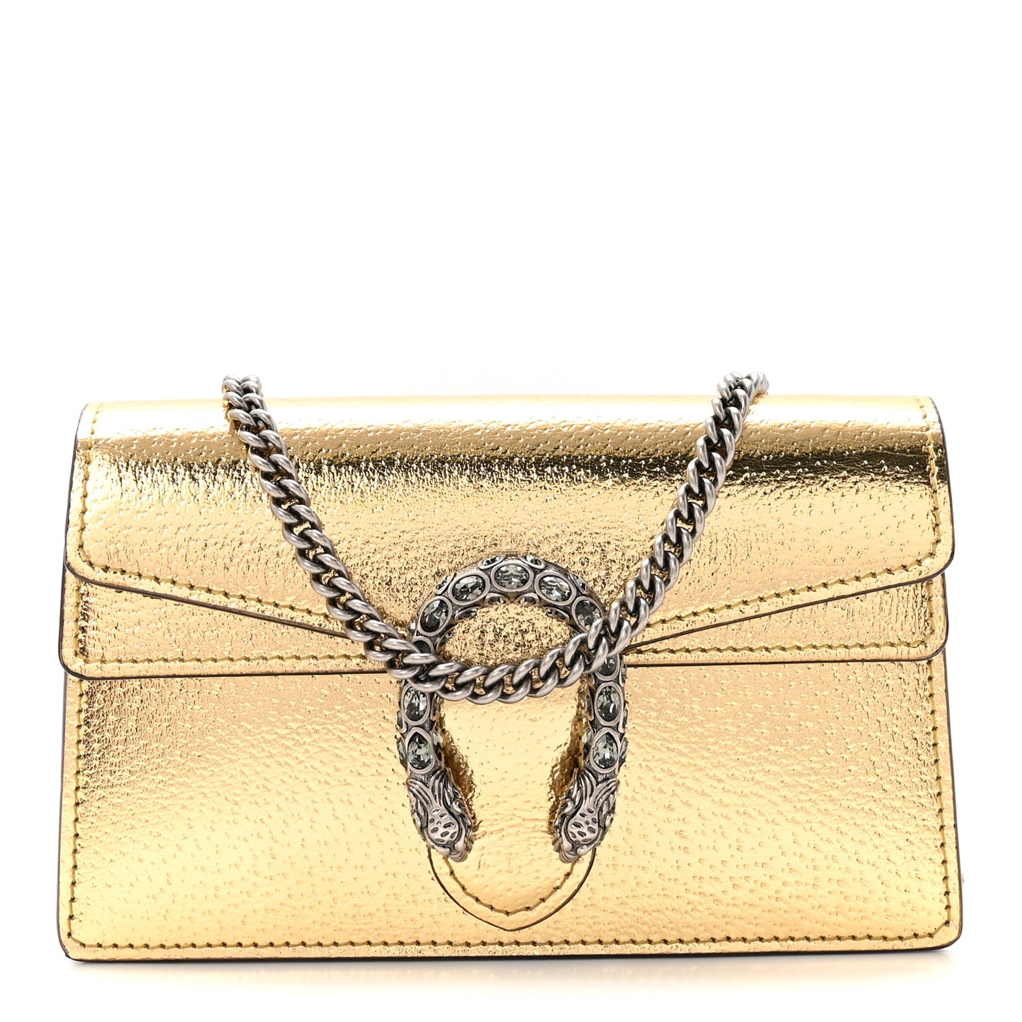 Metallic Calfskin Super Mini Dionysus Shoulder Bag Gold