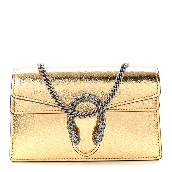 【超希少】GUCCI ヴィンテージ ゴールド クレセントパーティーバッグ Gucci Metallic Calfskin Super Mini Dionysus Shoulder Bag Gold
