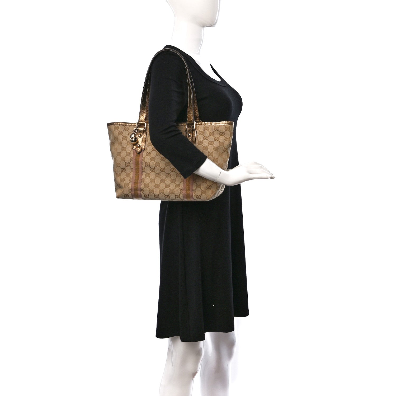 Gucci Monogram Medium Jolicoeur Tote Metallic 2 of 13