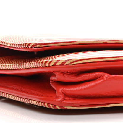 Chanel Patent Striped Wallet On Chain WOC Red 11 of 15