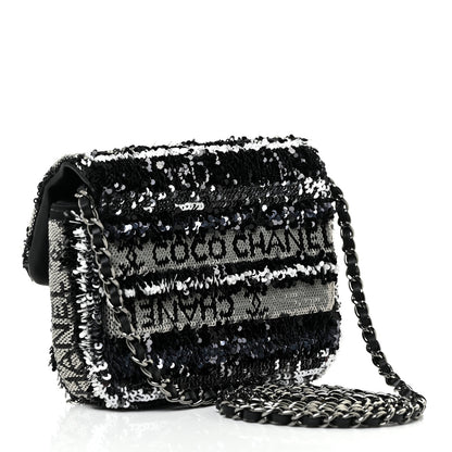 Chanel Sequin COCO Clutch With Chain Black Silver 2 of 13