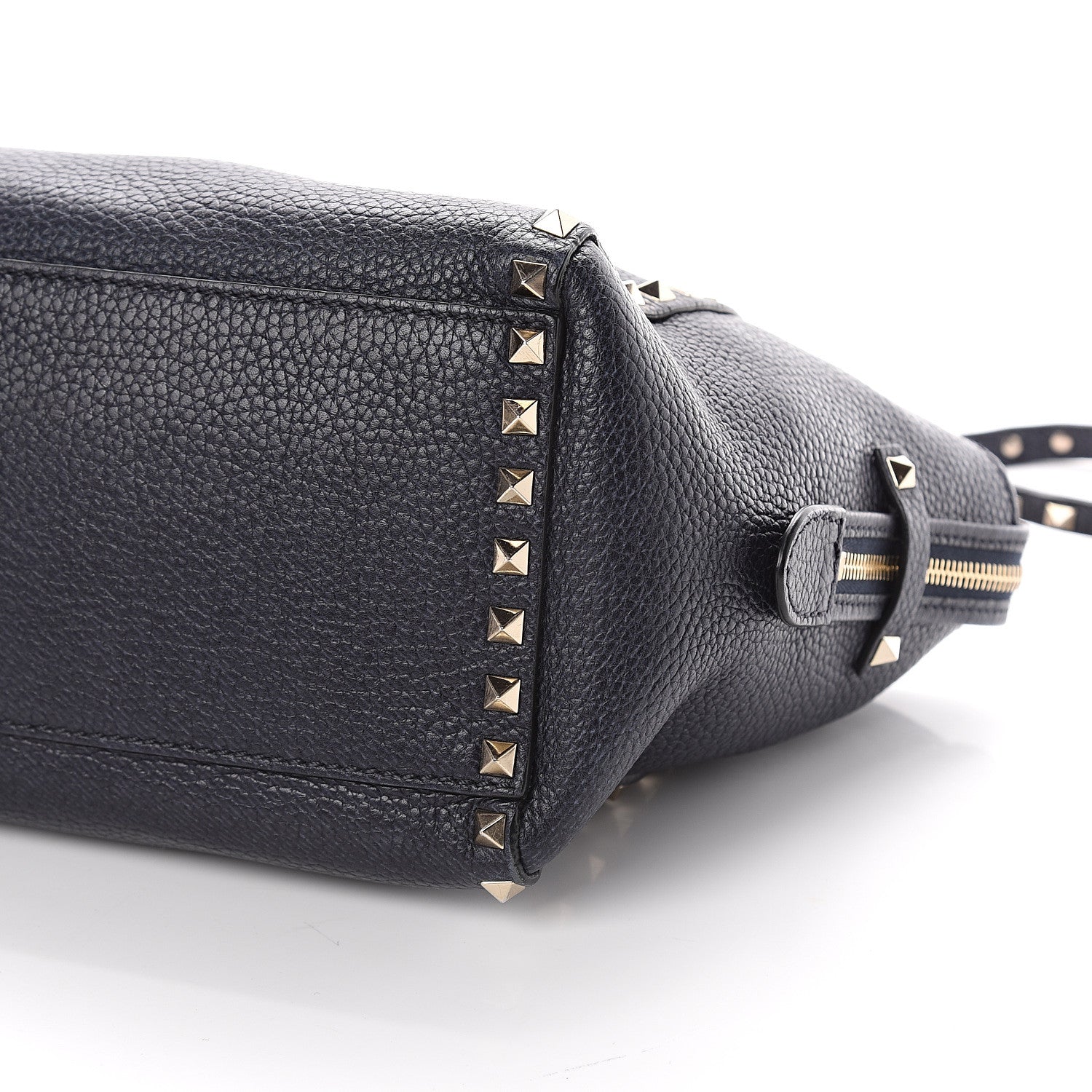 Valentino Garavani Pebbled Calfskin Small Rockstud Double Handle Tote Deep Denim 8 of 8