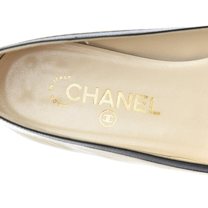 Chanel Goatskin Cap Toe Bow CC Ballerina Flats 36.5 Ivory Black 6 of 24
