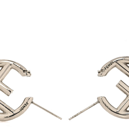 Fendi Metal FF Hoop Earrings Silver 3 of 6