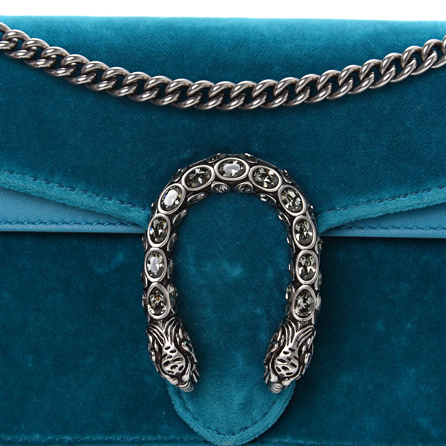 Velvet Super Mini Dionysus Shoulder Bag Pavone Cyan