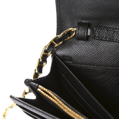 Prada Saffiano Metal Oro Chain Wallet Black 9 of 10