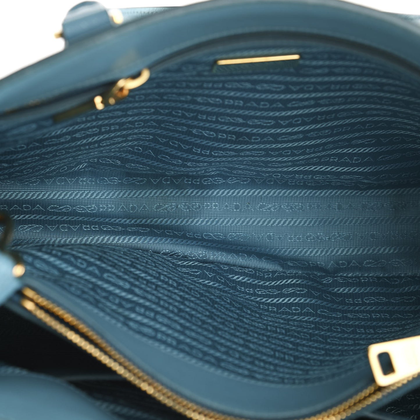 Saffiano Lux Small Double Zip Tote Turchese