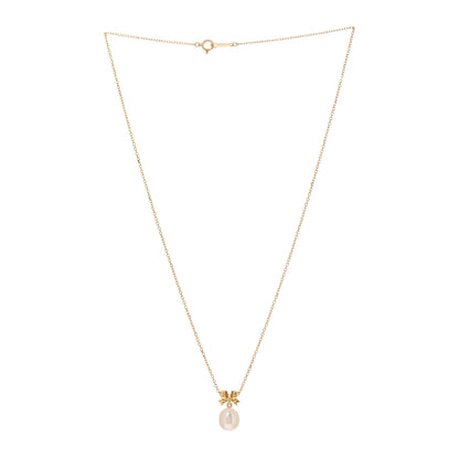 Mikimoto 18K Yellow Gold Akoya Pearl Ribbon Pendant Necklace 3 of 5
