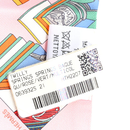 Hermes Silk Springs Springs Twilly Rose Vert Multicolor 3 of 4