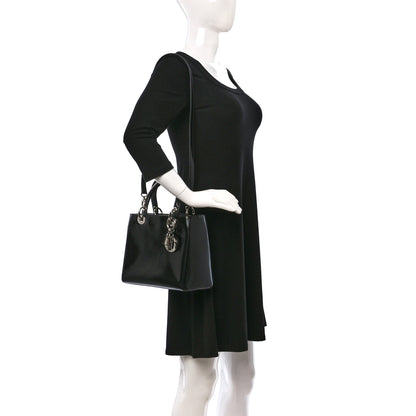 Christian Dior Glazed Calfskin Medium Lady Dior Black 3 of 10