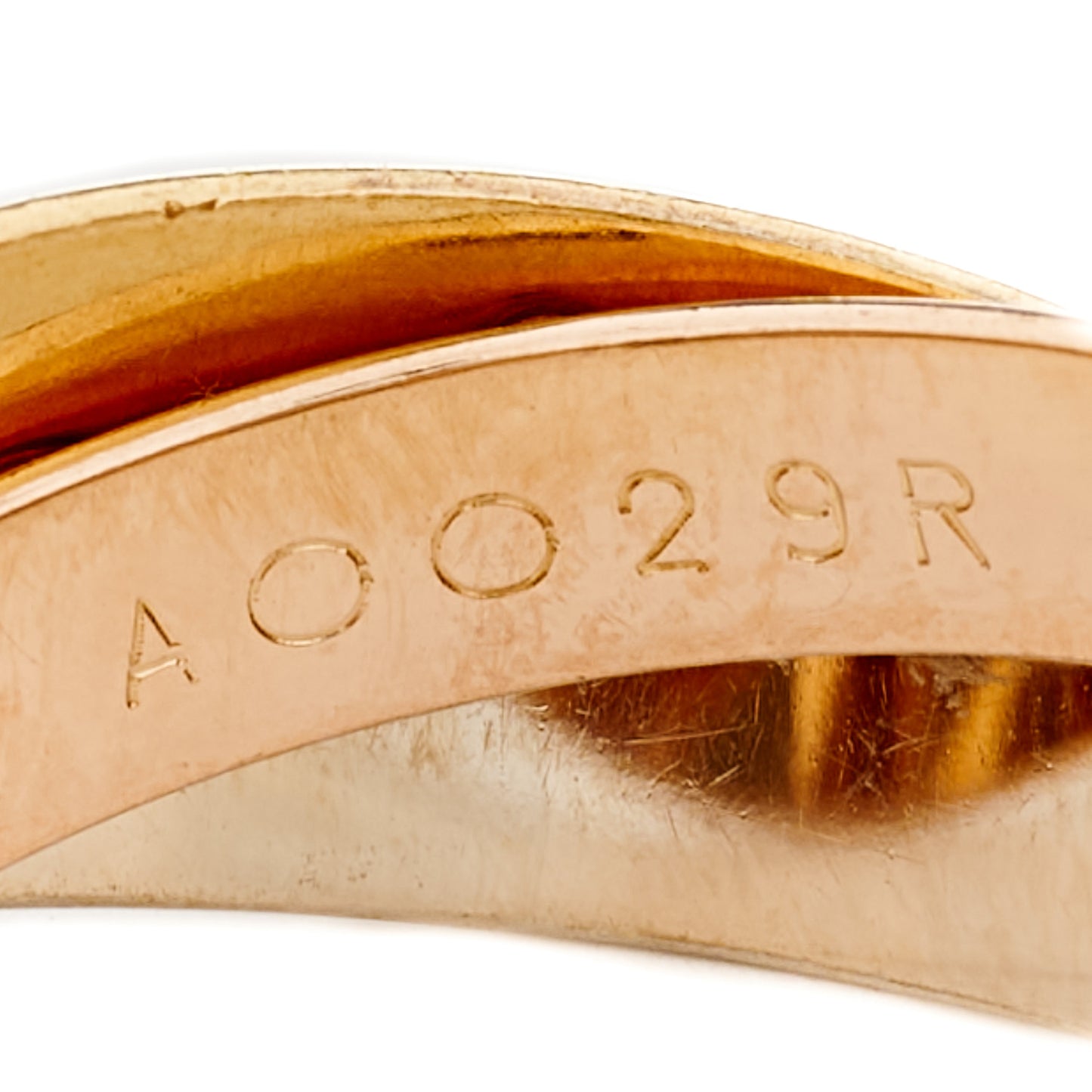 18K Pink Yellow White Gold Classic Les Must De Cartier Trinity Ring 53 6.25