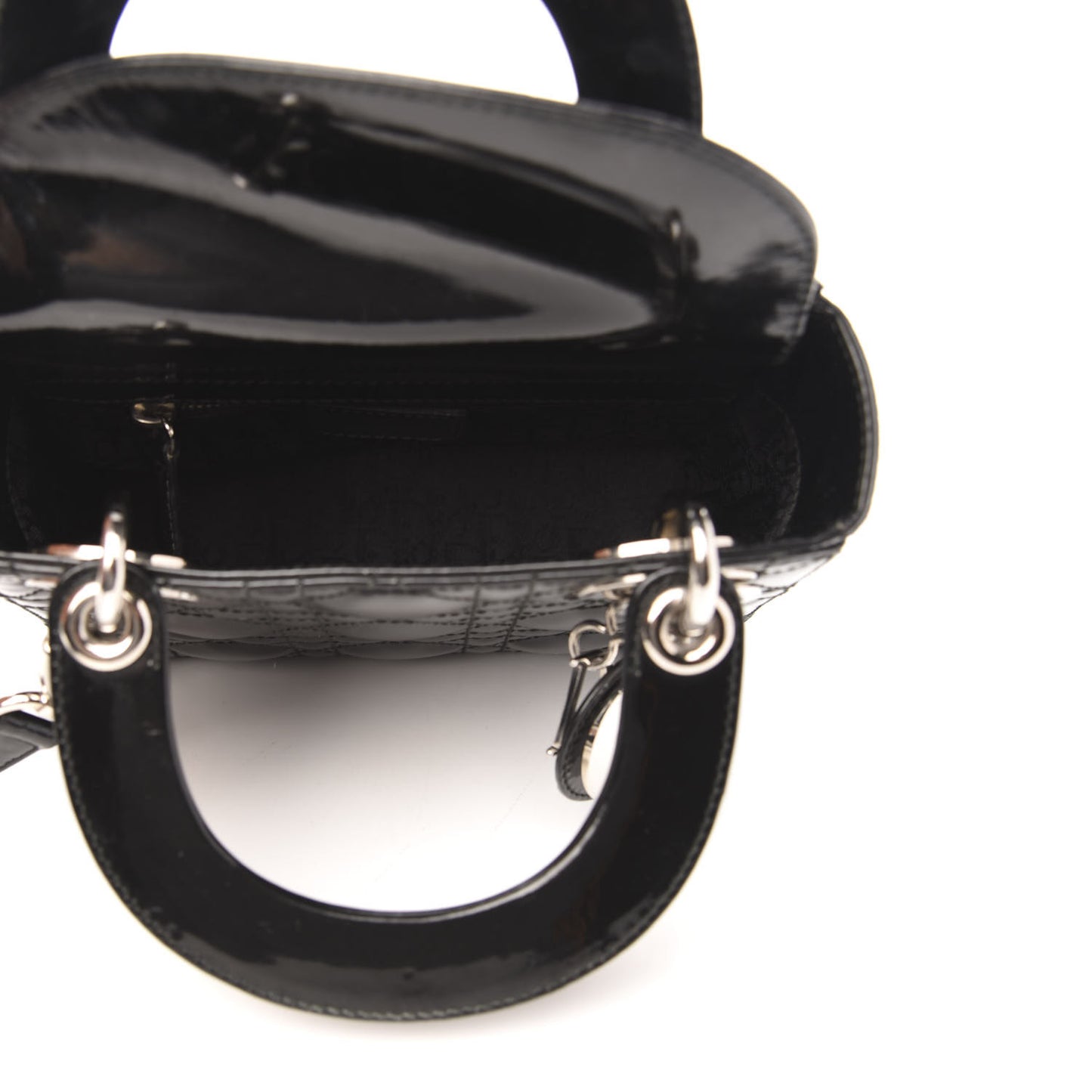 Patent Cannage Mini Lady Dior Black