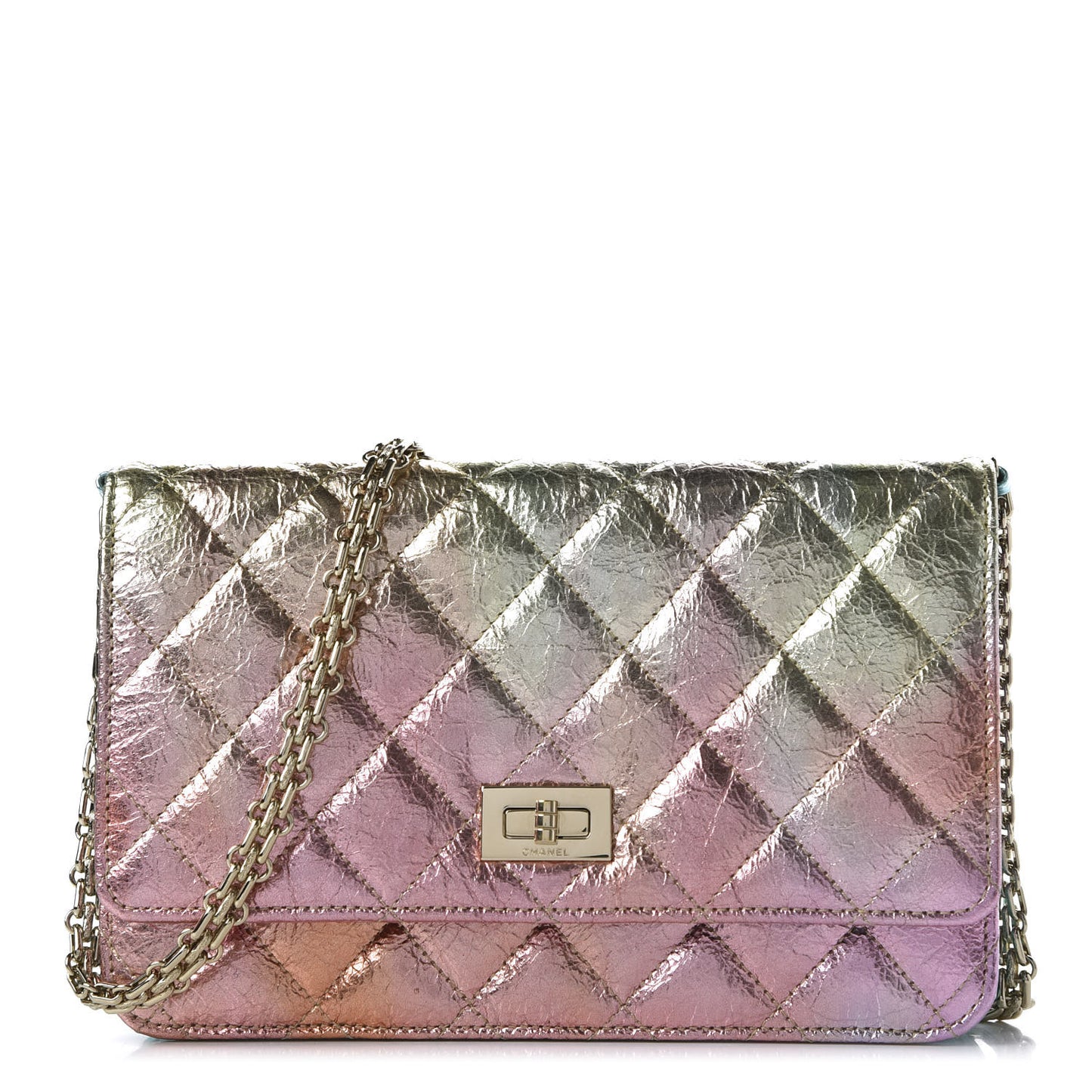 Metallic Goatskin Quilted 2.55 Reissue Wallet on Chain WOC Multicolor