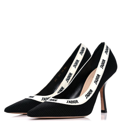 Christian Dior Technical Canvas Ribbon Embroidered J'Adior 100mm Pumps 36 Black 3 of 9