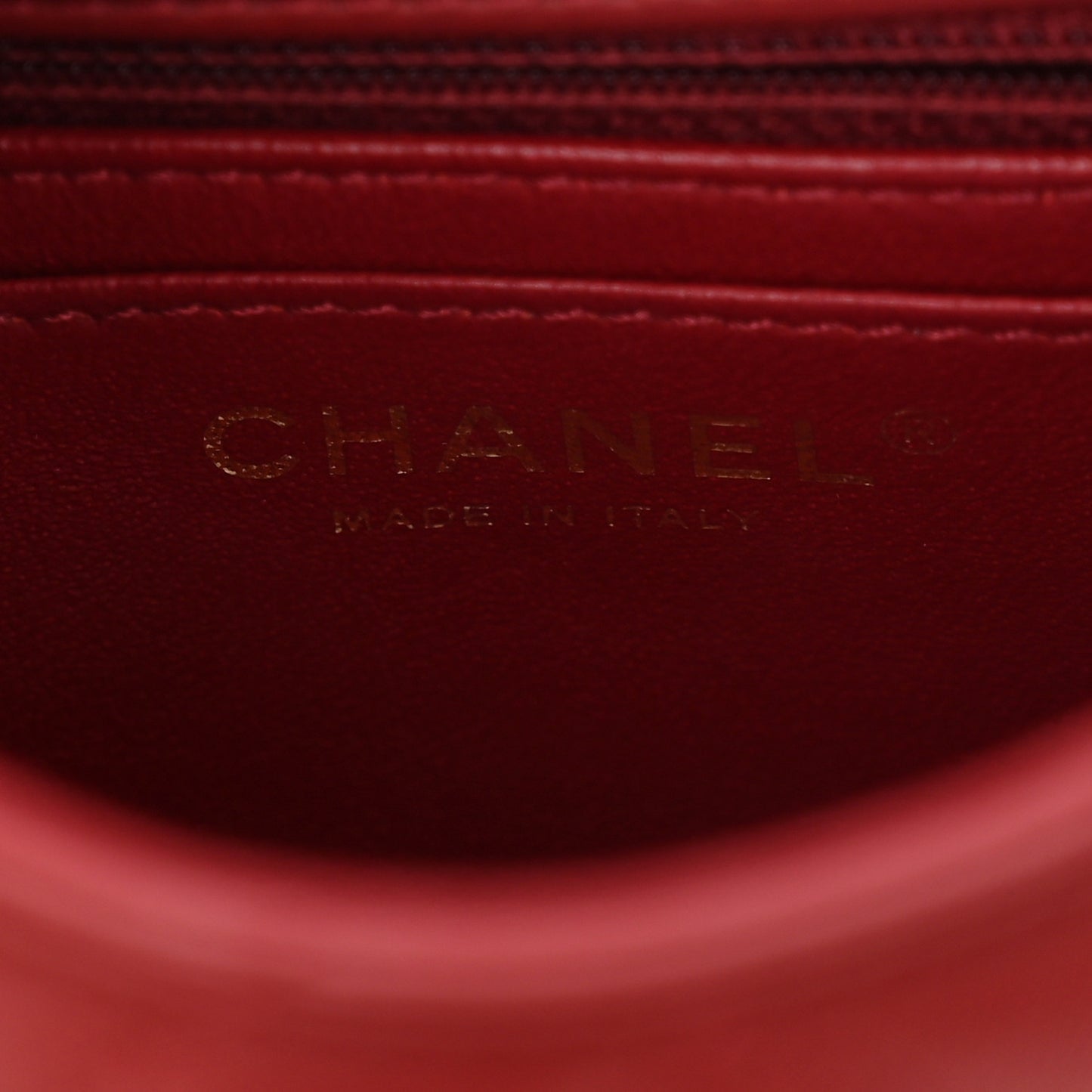 Lambskin Reverse Chevron Quilted Mini Round Top Handle Flap Red
