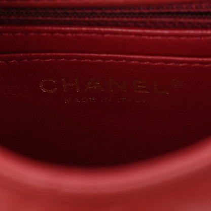 Chanel Lambskin Reverse Chevron Quilted Mini Round Top Handle Flap Red 6 of 10