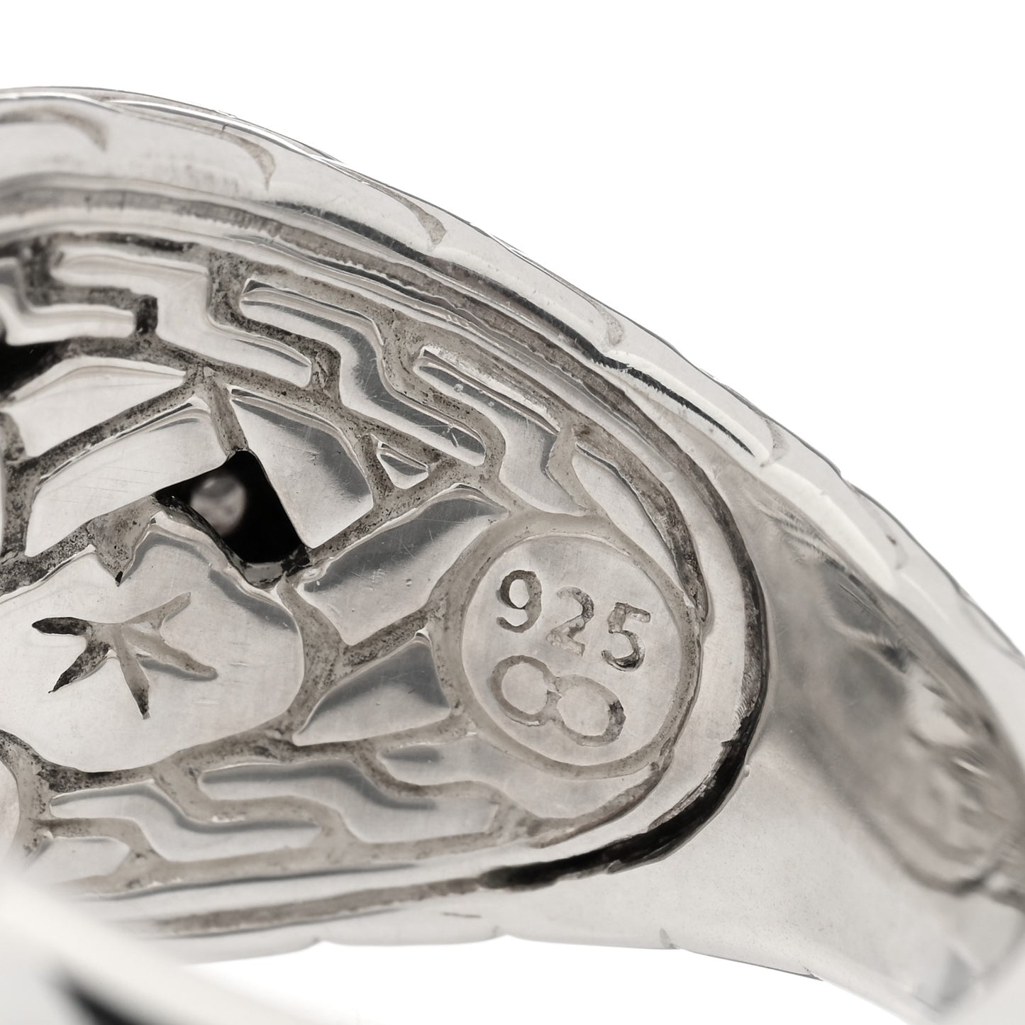 Sterling Silver 14mm Smoky Quartz Batu Bedeg Ring 54 7