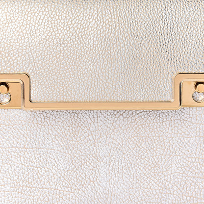Delvaux Metallic Crispy Calfskin MM Metal Frame Tempete Satchel Antique Silver 9 of 10