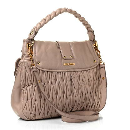 Miu Miu Nappa Matelasse Coffer Hobo Cammeo 2 of 8