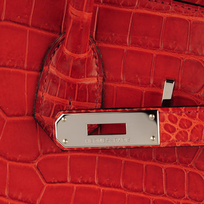 Hermes Matte Porosus Crocodile Birkin 35 Bougainvillea 11 of 23