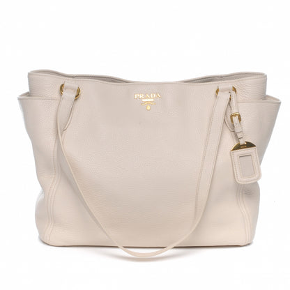 Prada Sacca Vitello Daino Tote Shoulder Bag Talco 1 of 8
