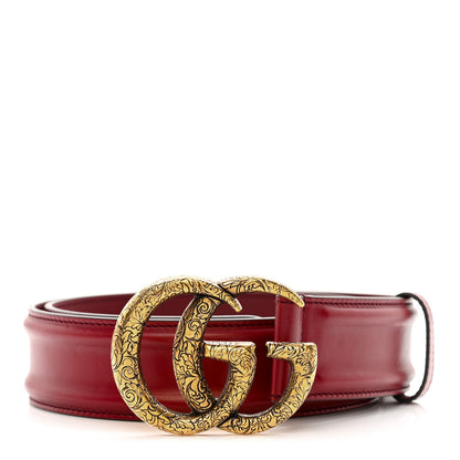 Gucci Ciny Lux Calfskin Patterned Double G 40mm Belt 80 32 Rubicund 1 of 5