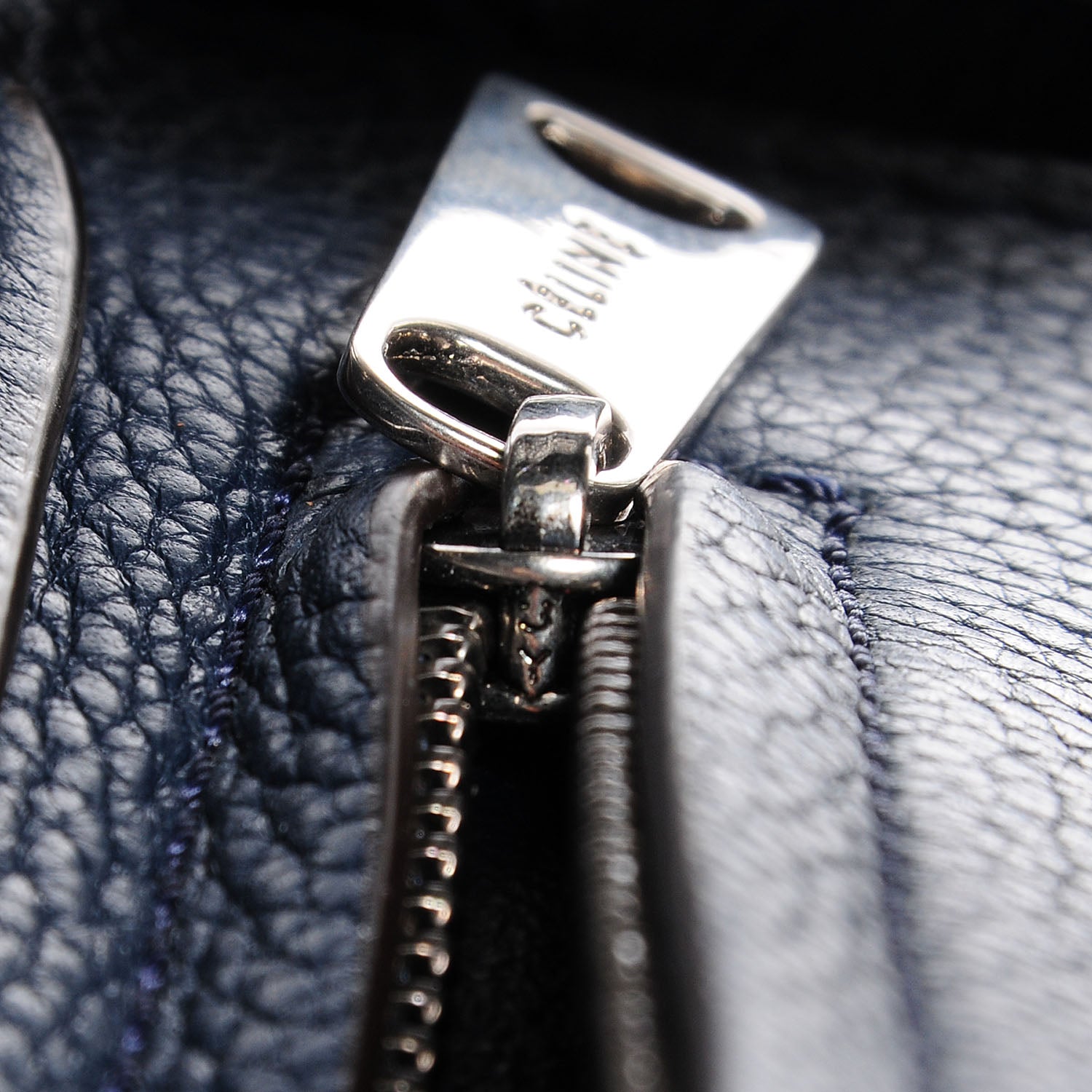 Celine Drummed Calfskin Suede Medium Trapeze Navy Blue 7 of 8