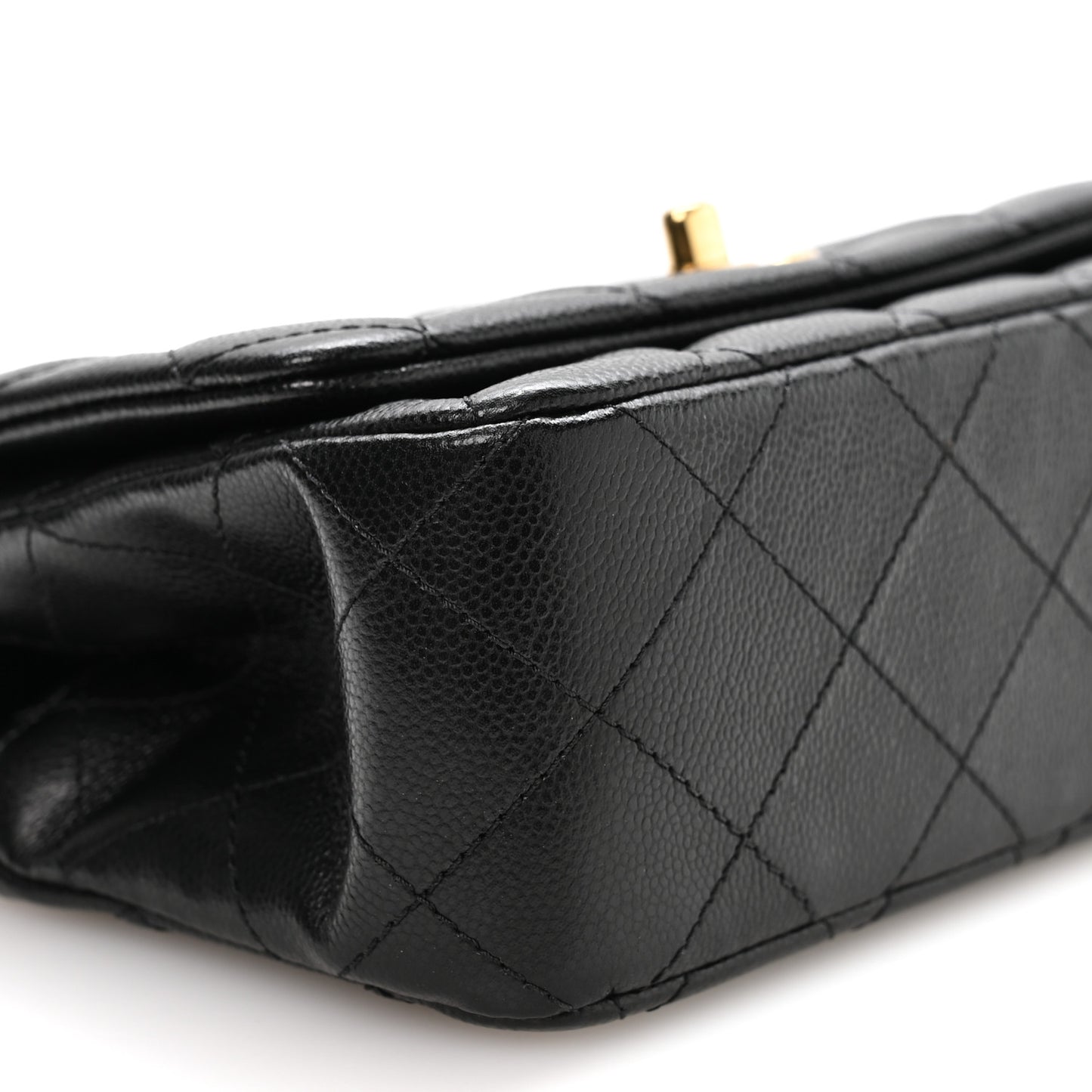Caviar Quilted Metal Top Handle Mini Flap Black