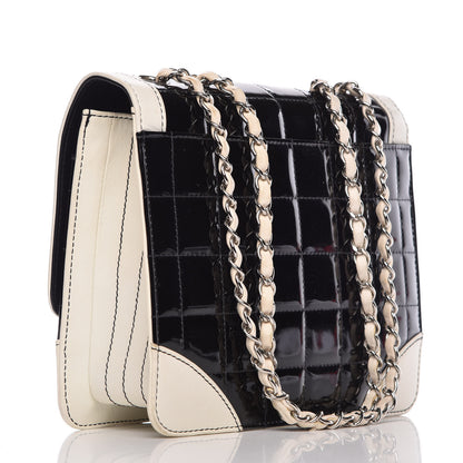 Chanel Lambskin Patent Chocolate Bar Flap Black White 4 of 10