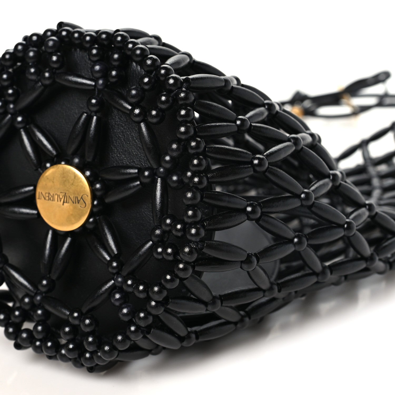 Saint Laurent Wood Beaded Hobo Bag Black 9 of 9