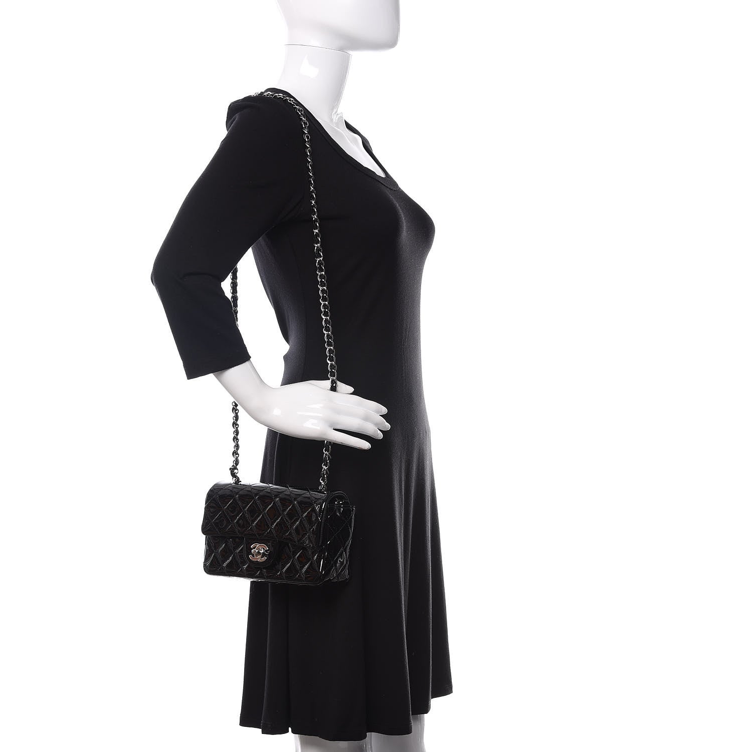 Chanel Patent Calfskin Quilted Mini Rectangular Flap Black 2 of 11