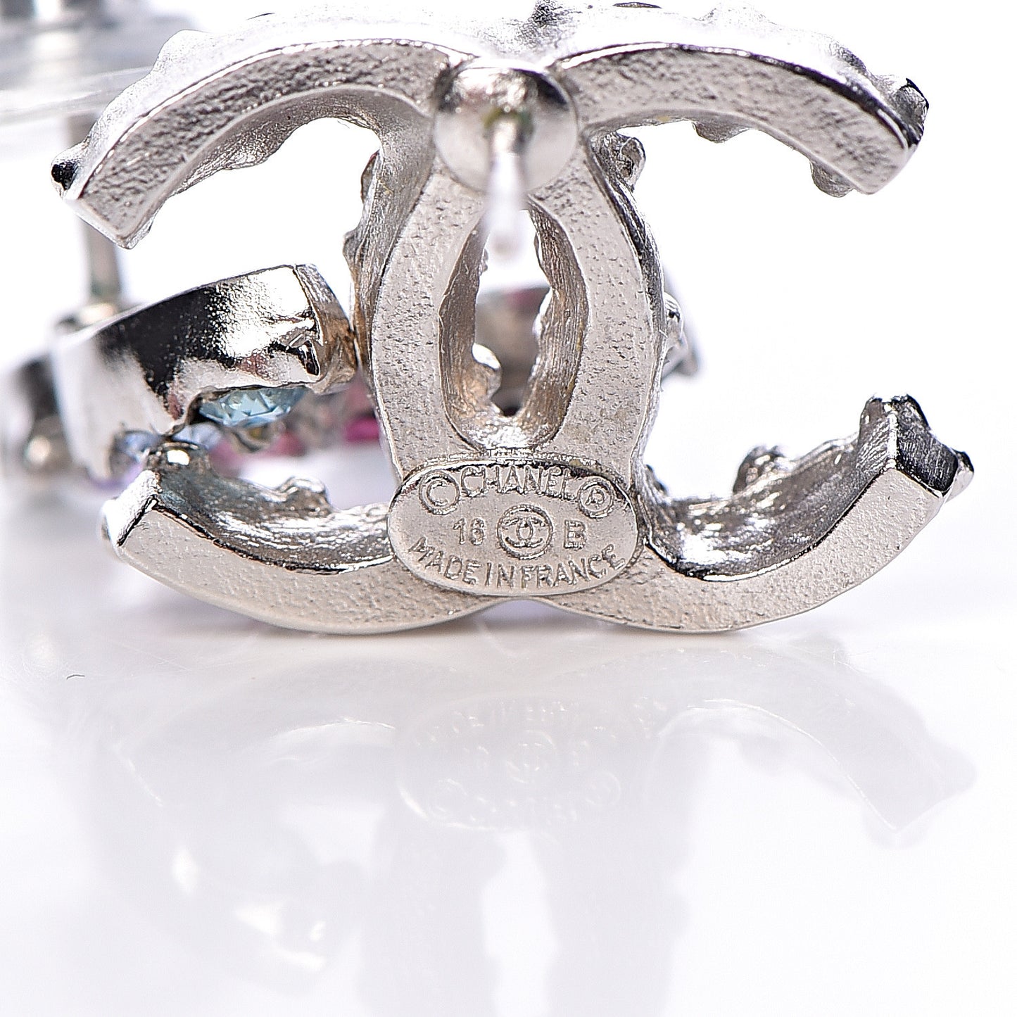 Crystal CC Earrings Silver Multicolor